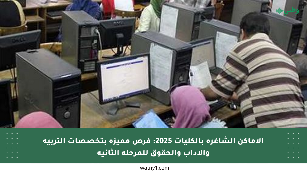 الأماكن الشاغرة بالكليات 2025: فرص مميزة بتخصصات التربية والآداب والحقوق للمرحلة الثانية